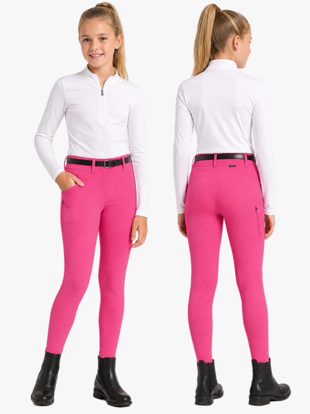 NWT BALEAF Girls 10/12 Large Hot Pink Full Seat Grip Equestrian Riding Pants
